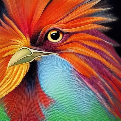 Orange Bird Sculpture: Hyperrealistic 3D Art