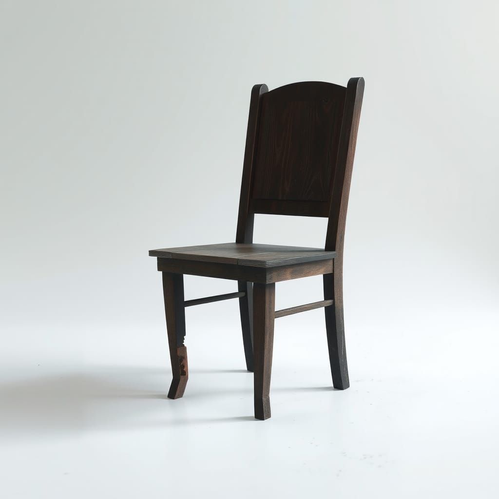 Worn Wooden Chair in Empty Room, Matte Painting