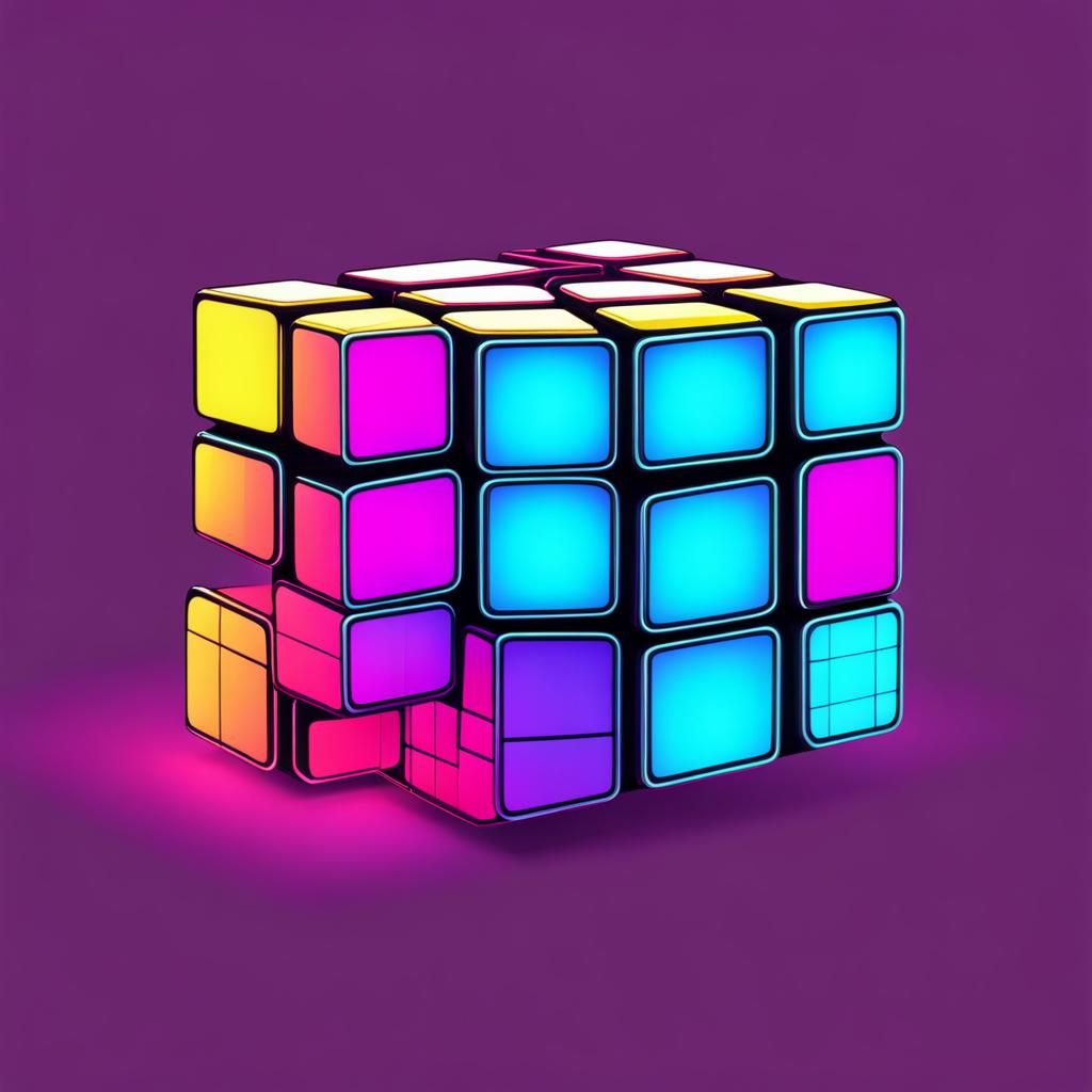 Synthwave Neon Rubik's Cubes: Retro Style