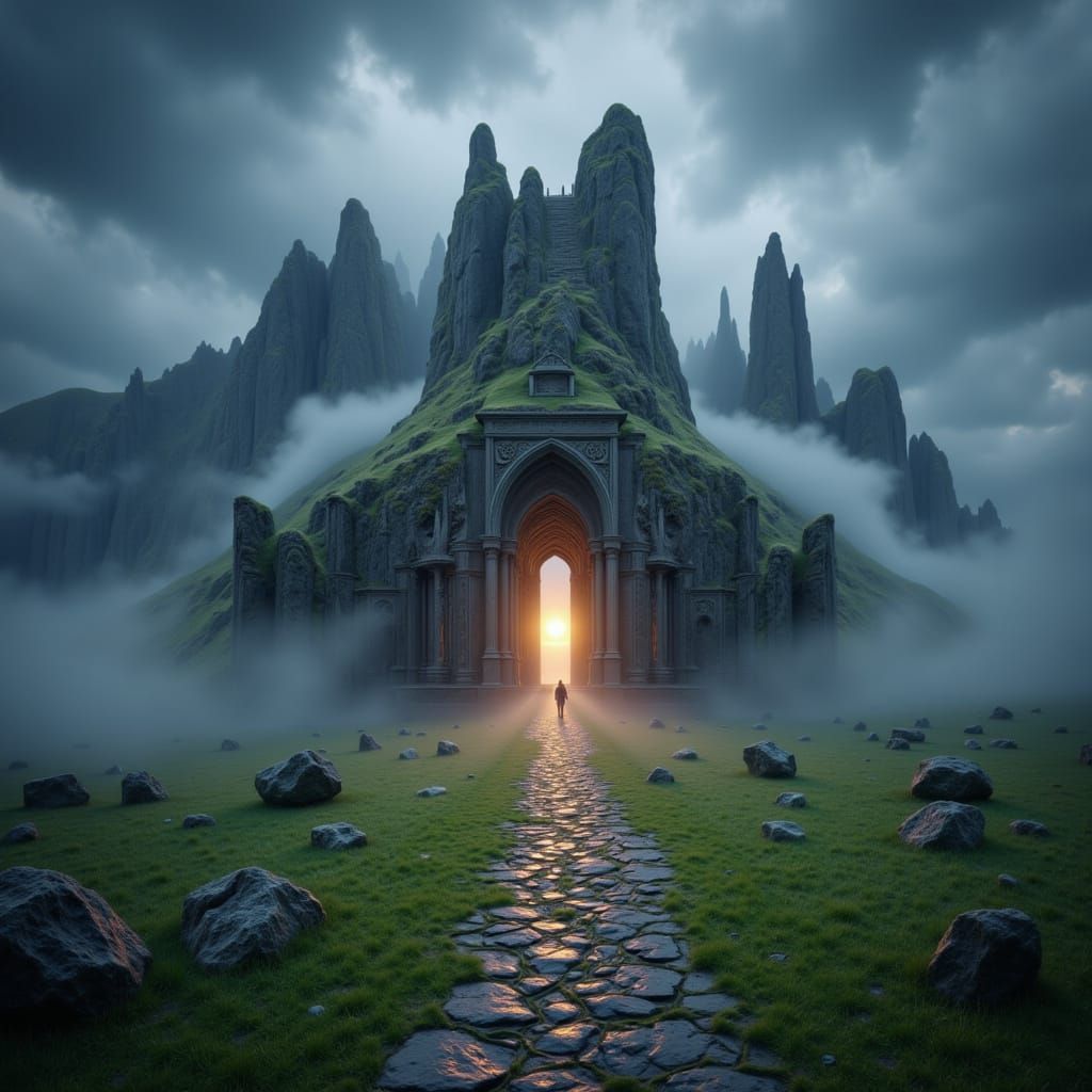 Mythical Newgrange Ireland with Visible Kerbstones Matte Pai...