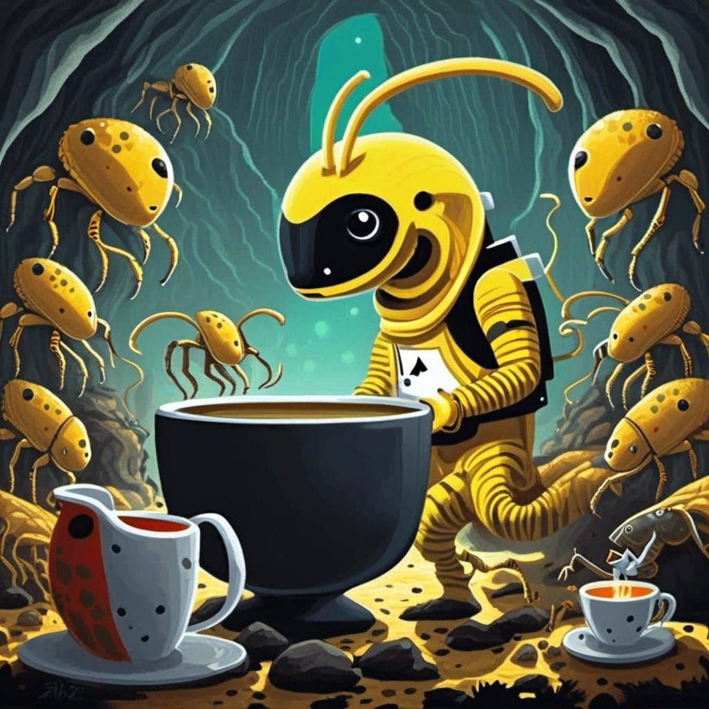 Astronaut's Tea Party with Alien Bugs