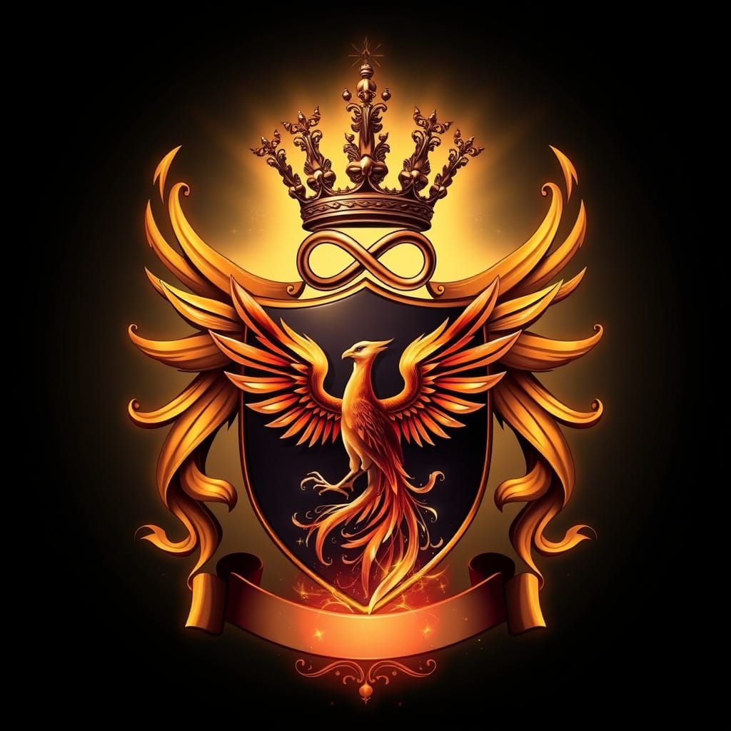 Eternal Family Crest with Infinity Symbol and Phoenix in Maj...