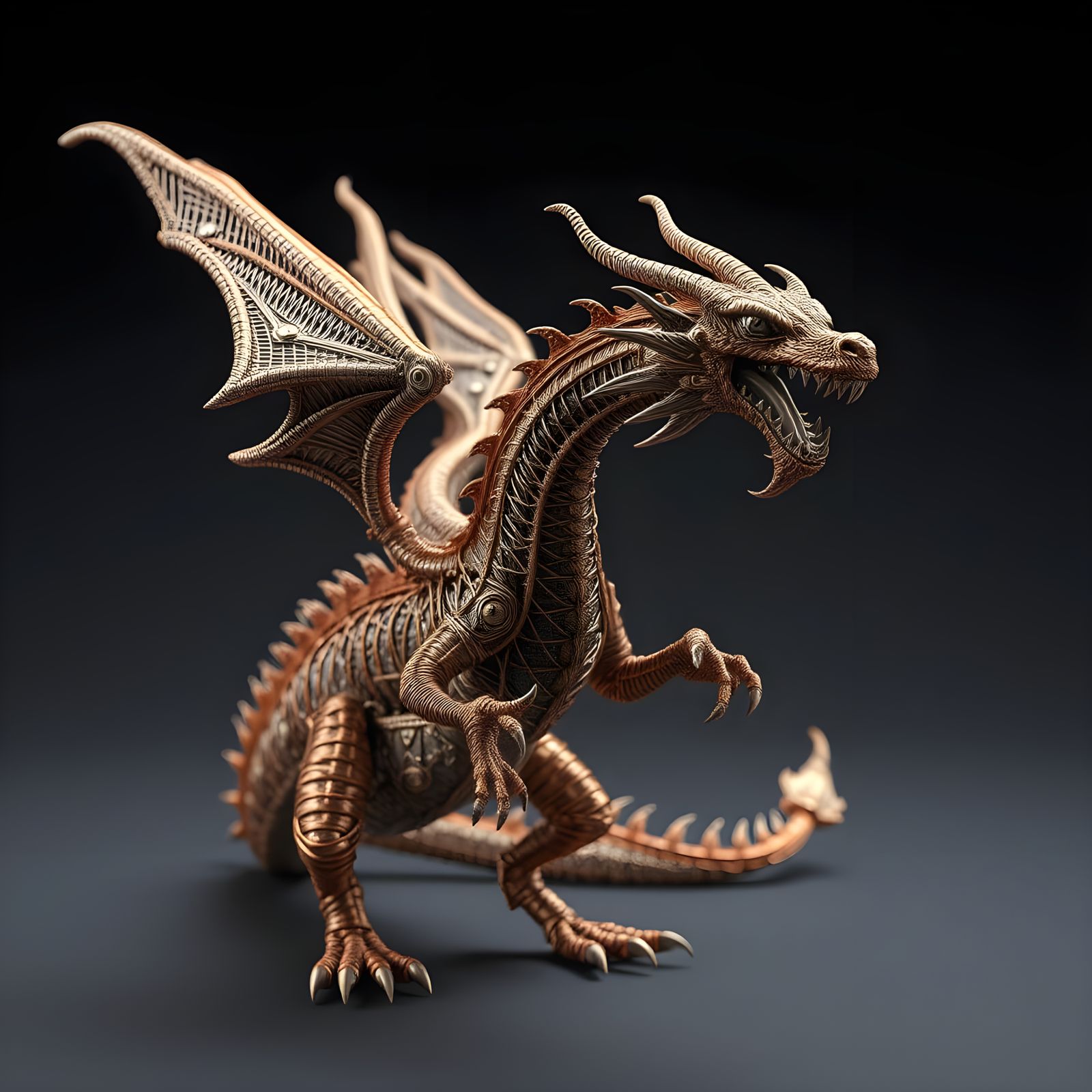 3D Wire Dragon Sculpture