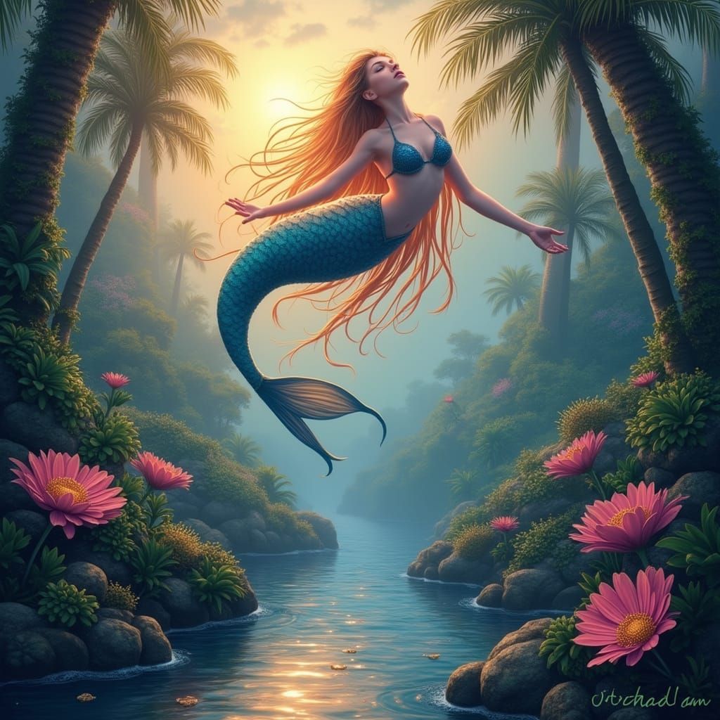 Lush Atlantic Mermaid Digital Painting