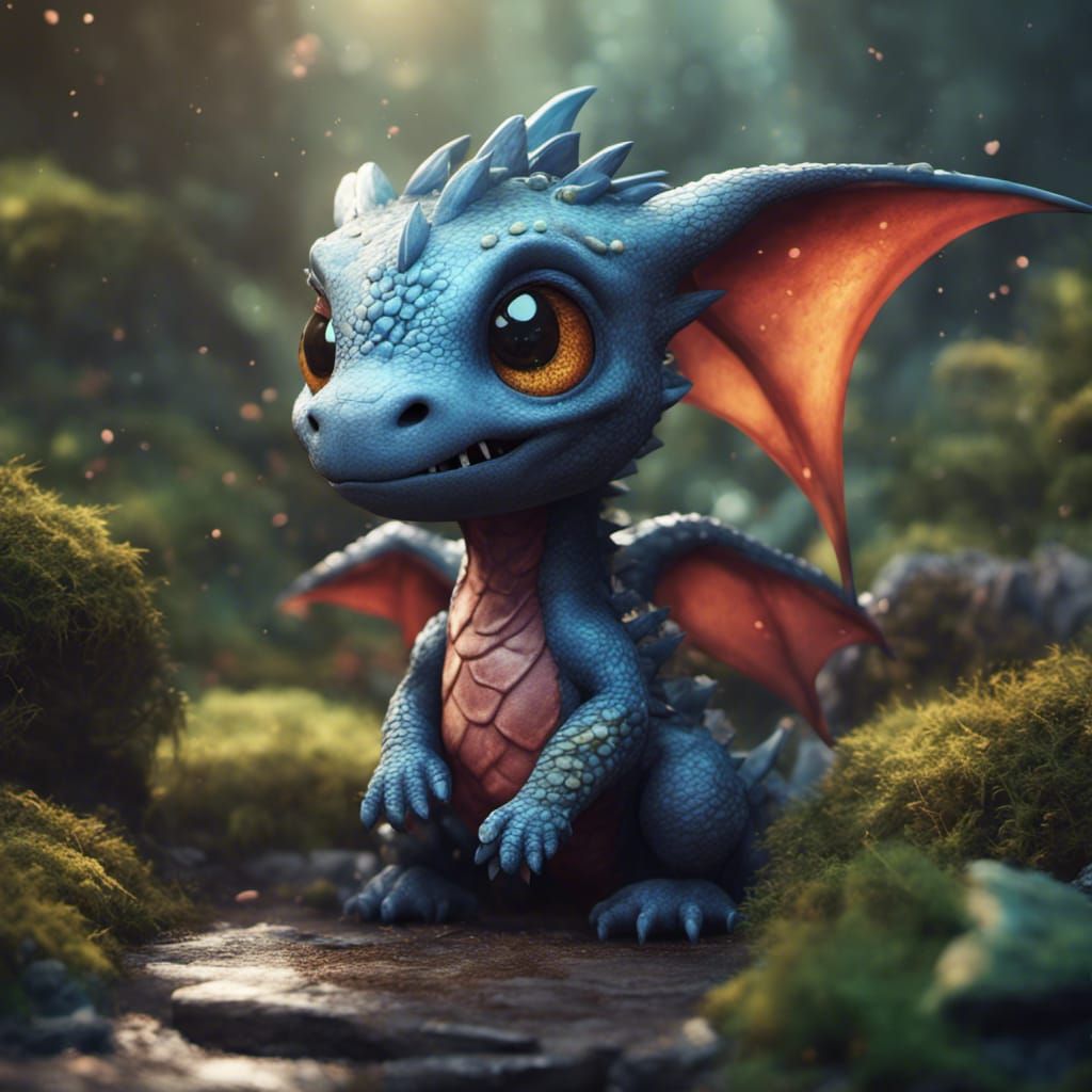 Teary Eyed Cute Little Dragon