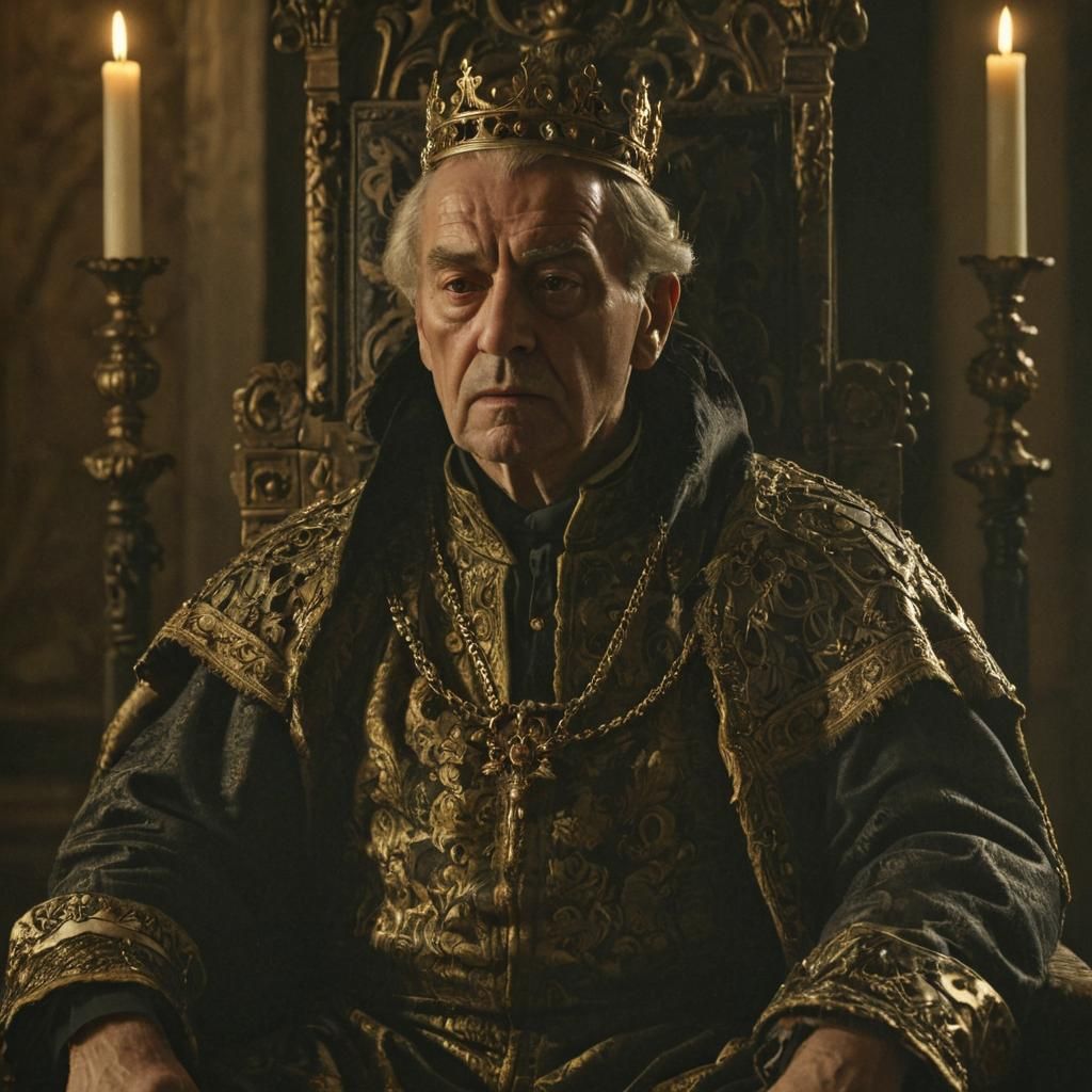 Troubled King in Baroque Portrait with Servant