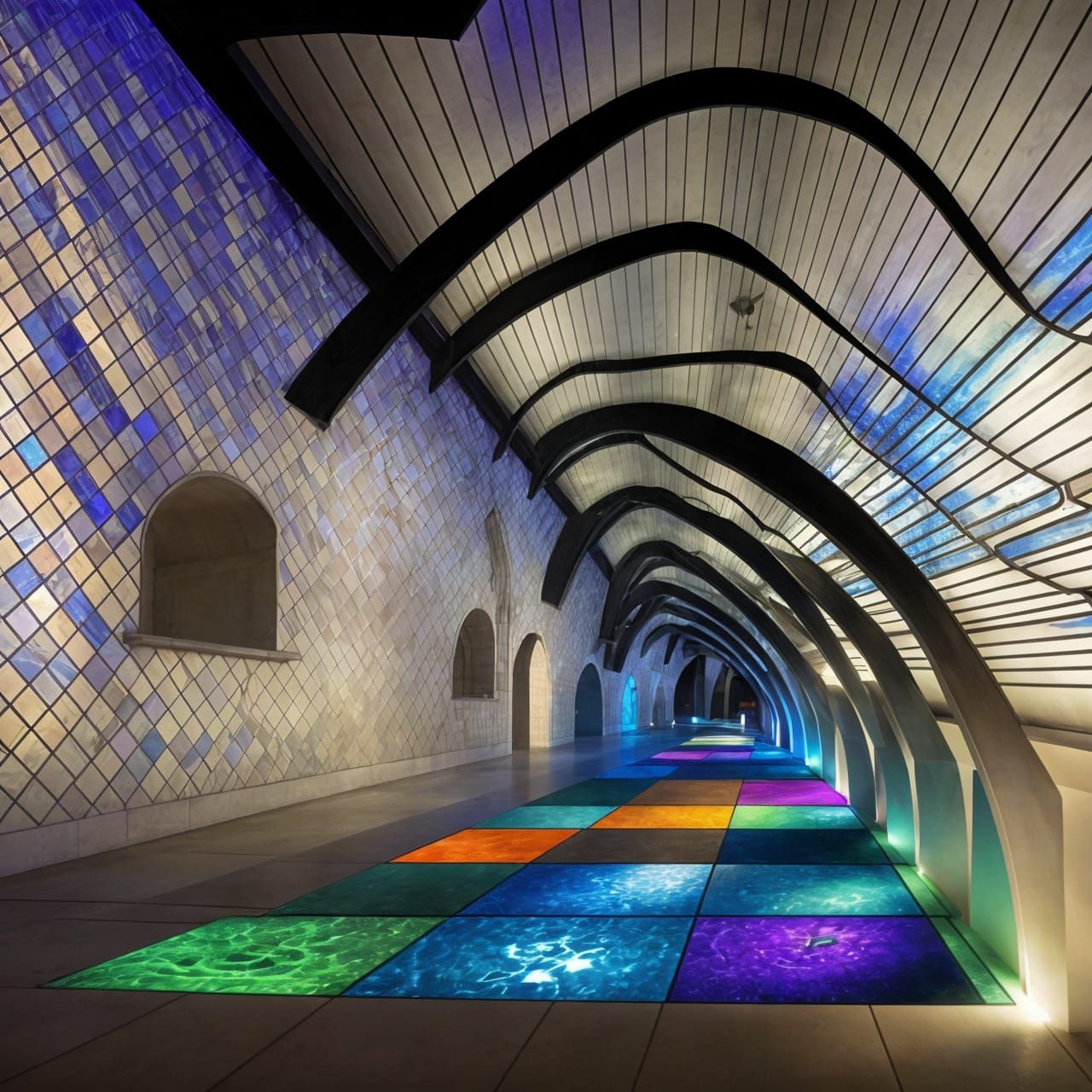 Glowing Underwater Cityscape in Photorealistic Style