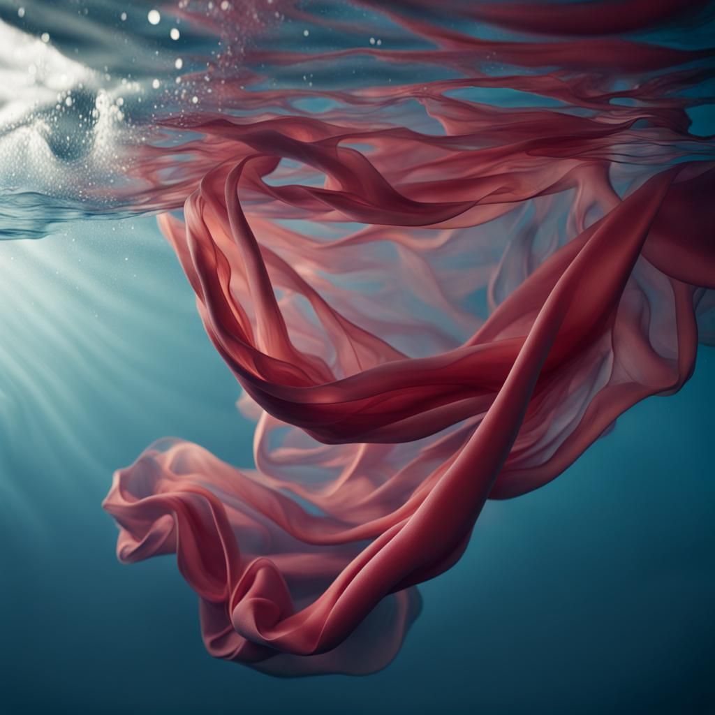 Underwater Fabric Flowing in Water