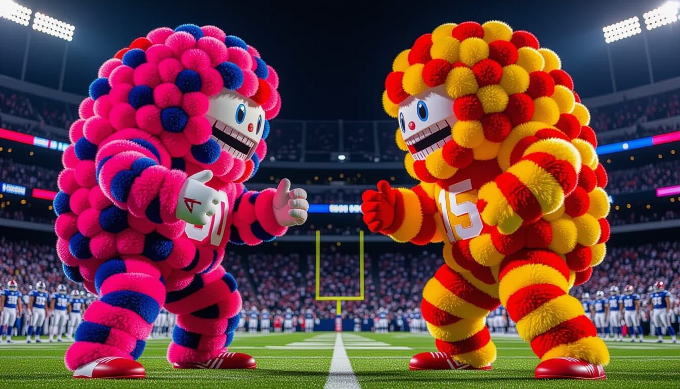 Pom Pom Football Players in Stadium