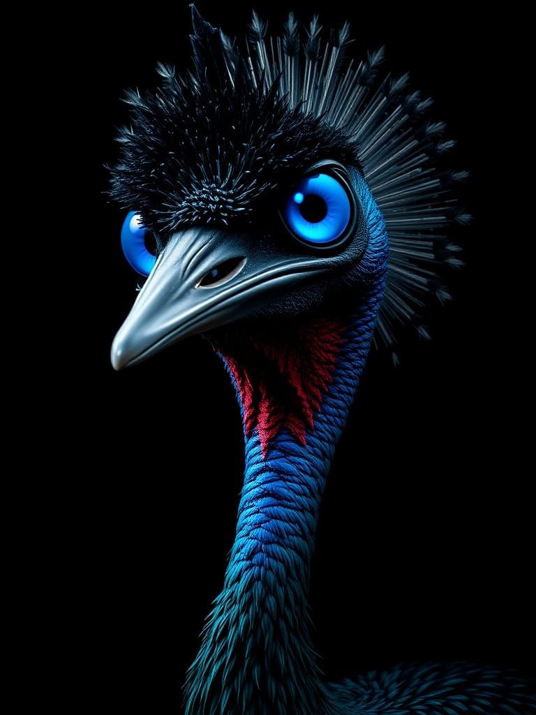 Surrealist Cassowary in Ethereal Contemplation