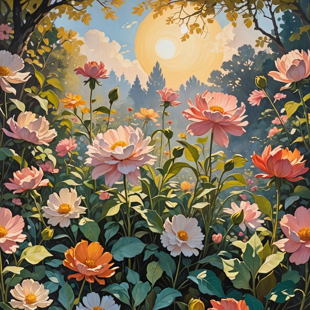 Continue Flower in Dreamlike Gouache Masterpiece