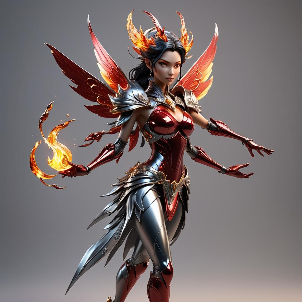 Fire and Metal Fairy in 3D Digital Art