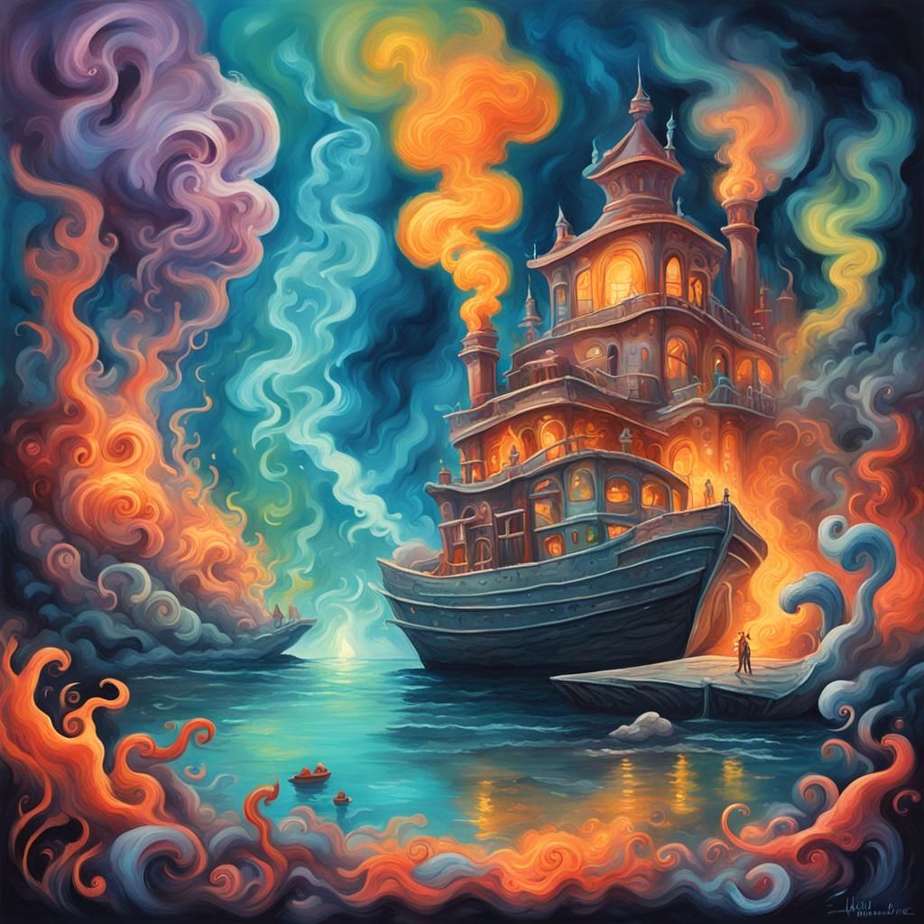 Cartoon Smoke Character in Fantastical Acrylic Style