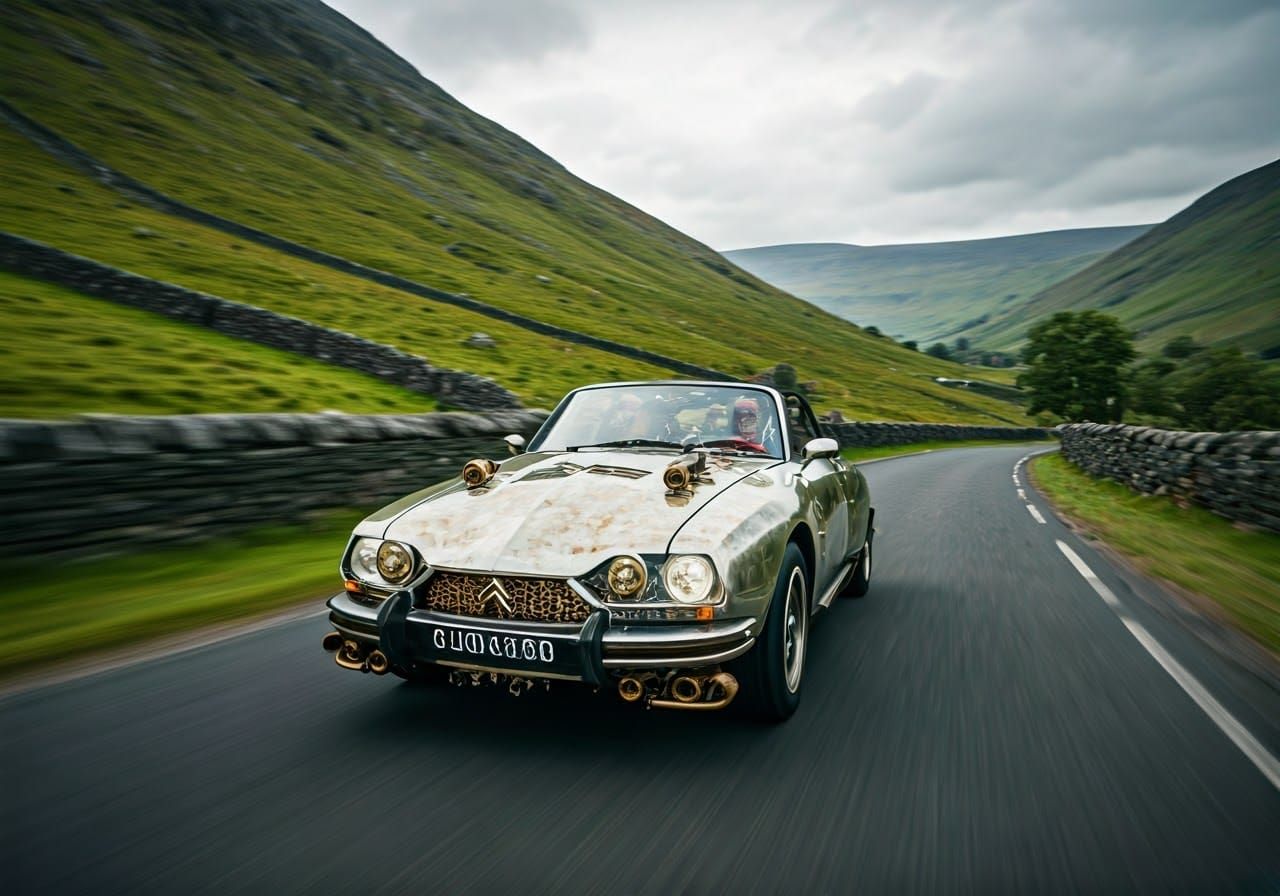 Epic Steampunk Citroën GS Convertible Speeds Down Mountain R...