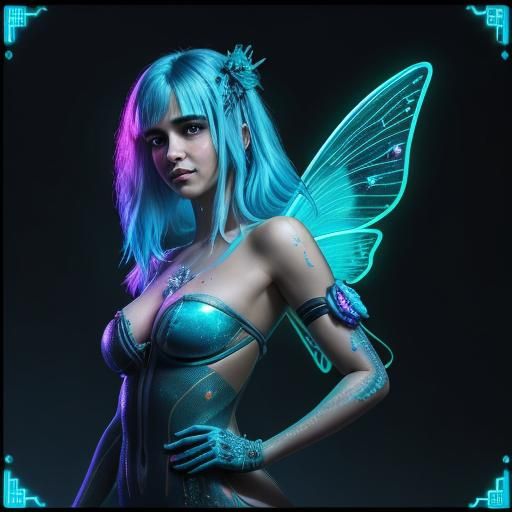 Bioluminescent Fairy-Tale Christmas in Cyberpunk Style