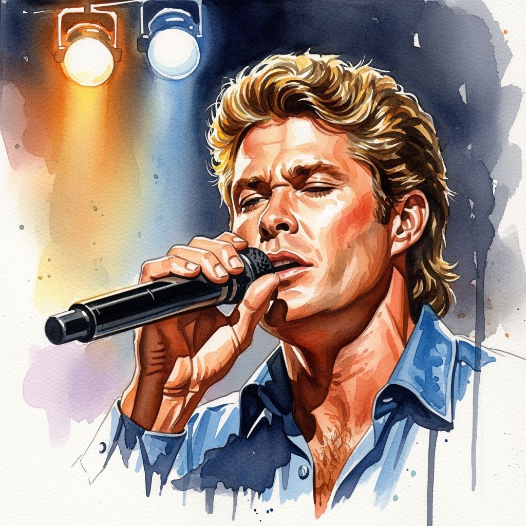 Impressionist Watercolor of David Hasselhoff Singing