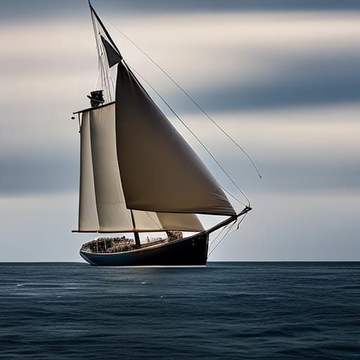 Schooner Sailboat in Long Exposure, Photorealistic 8K