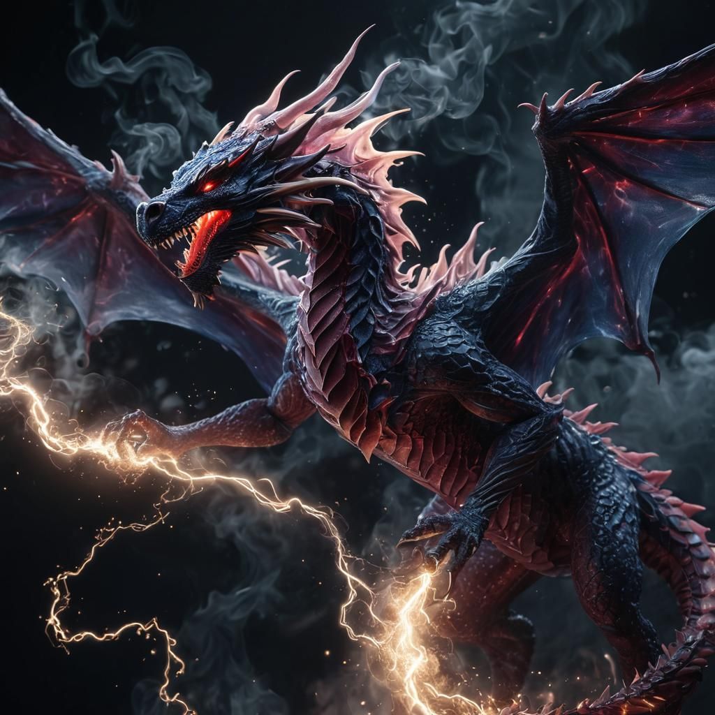 Ethereal Electricity Dragon in Burgundy and Navy