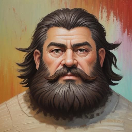 Dwarf Portrait in Expressionist Impasto Style