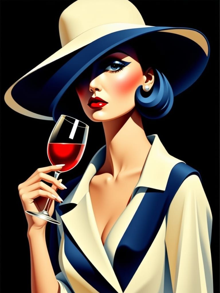 Elegant Woman in Retro Chic Style