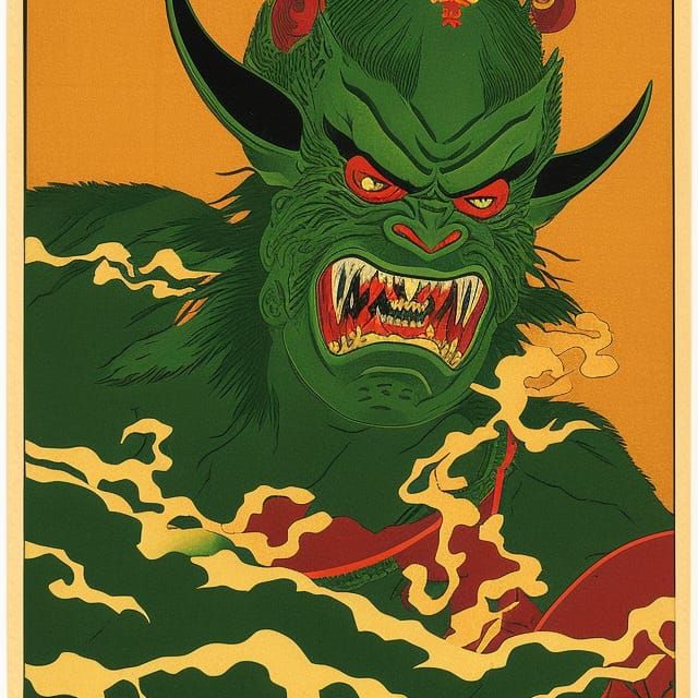 Green Goblin Shogun: Edo Shin-Hanga Woodcut