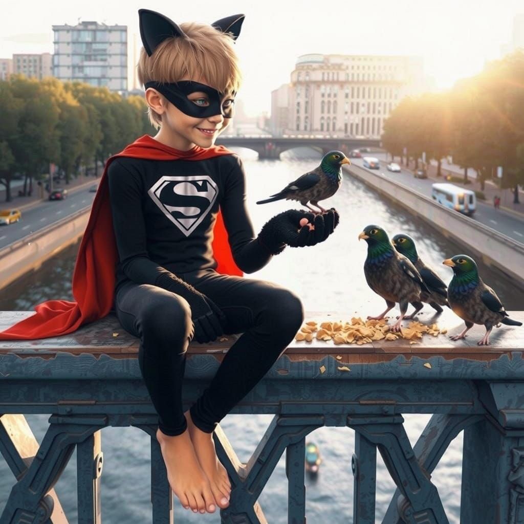 Heroic Cyberpunk Cat in Electric Blue Fur