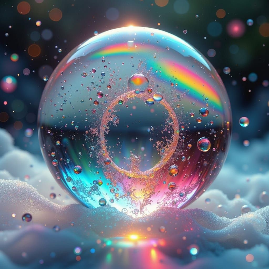 Ethereal Glass Sphere in a Kaleidoscope of Colors
