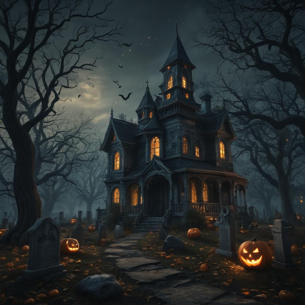 Eerie Halloween Haunted House in Photorealistic 3D