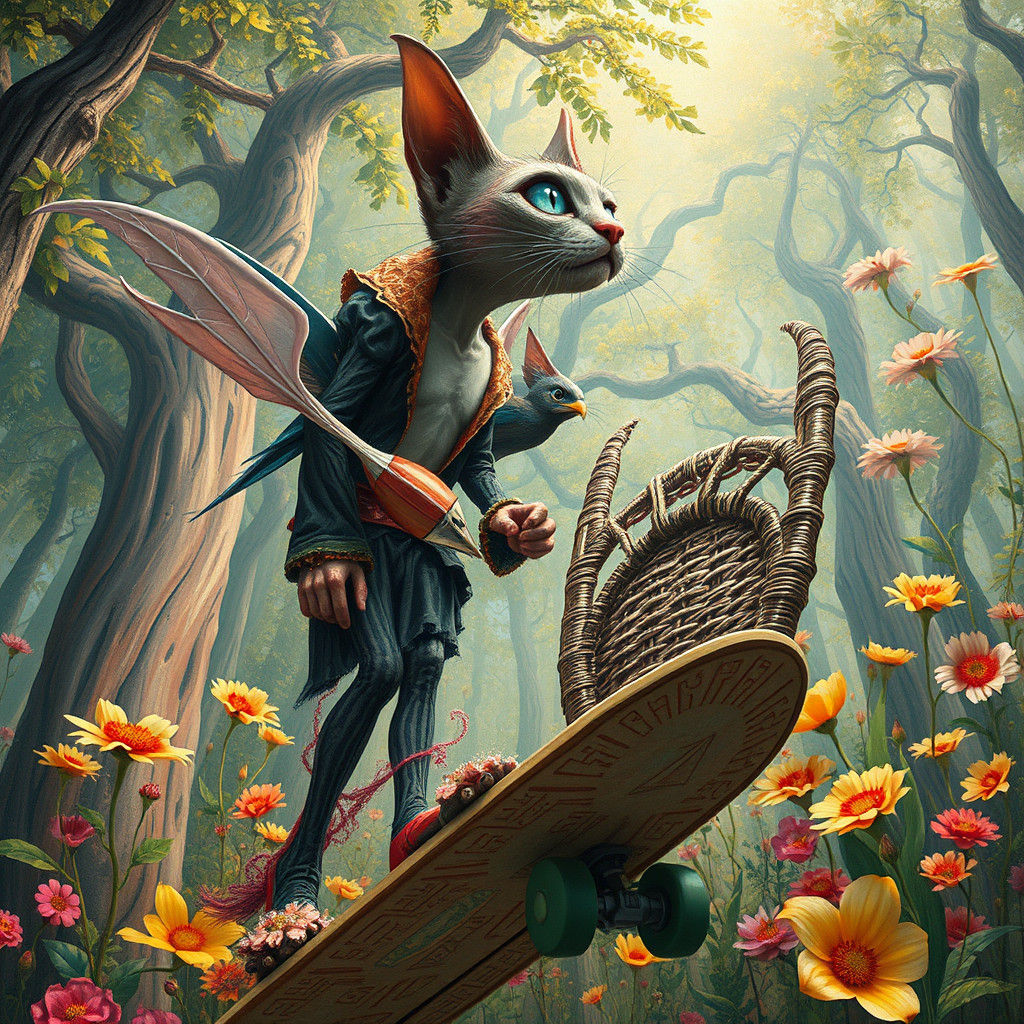 Dreamlike Woman-Cat in Art Brut Style