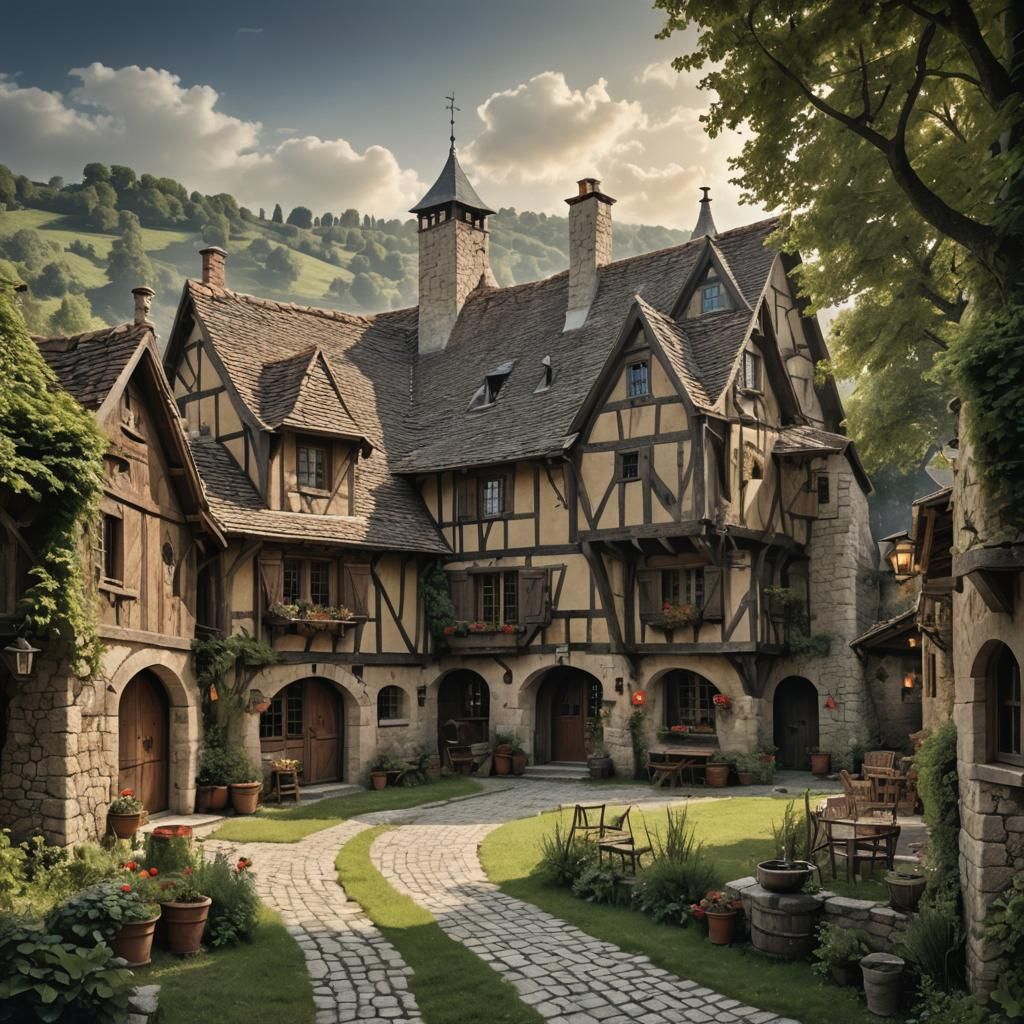 Medieval Dark Fantasy Inn on French Route