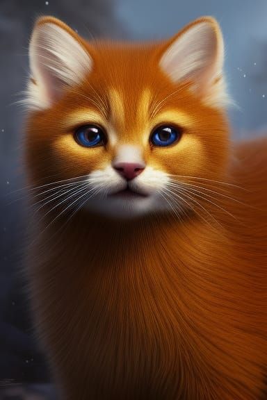 Adorable Ermines in Winter Wonderland: Hyperdetailed Photoil...