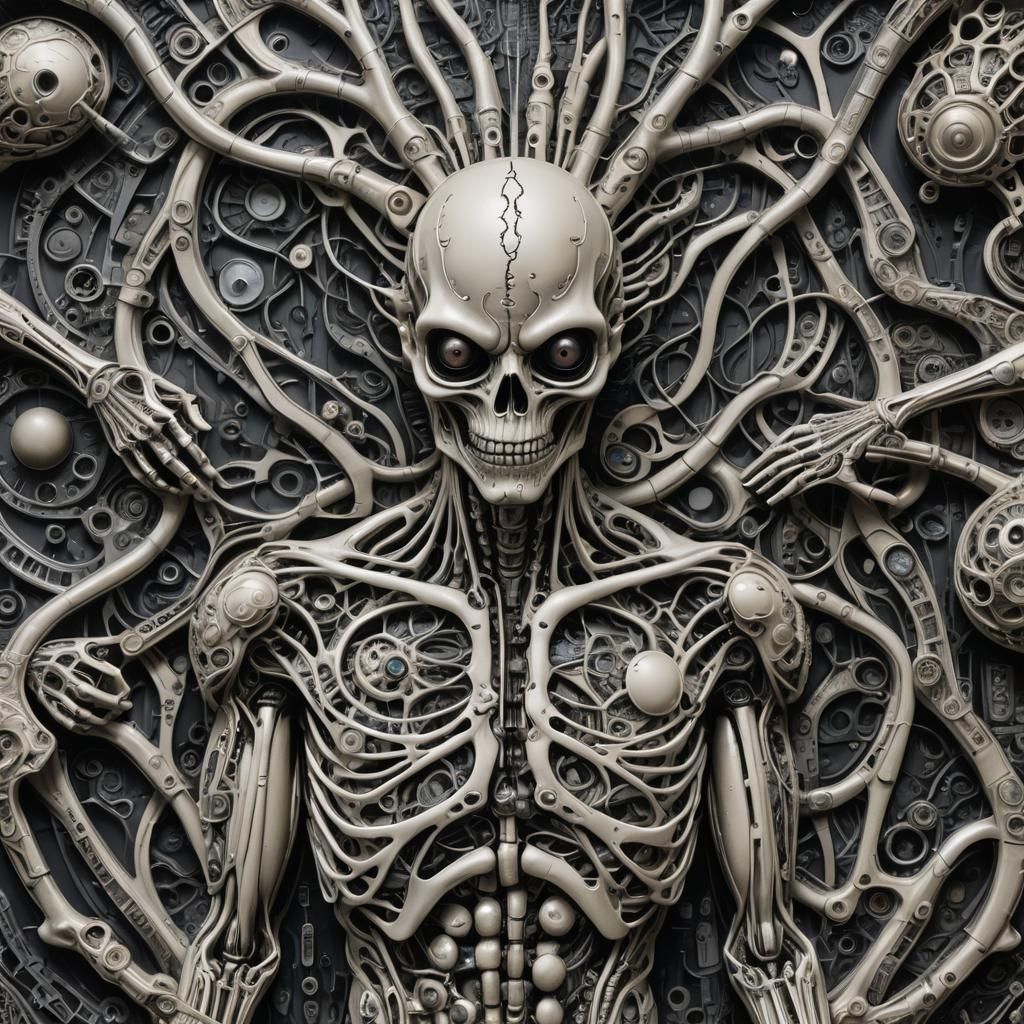 digitally sculptured art showpiece of a delicate filigree details by Junji Ito, Rigorous examination, Walter Gropius' le...