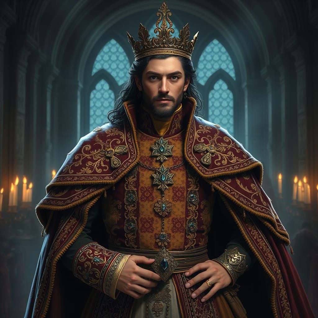 Medieval Nobility in Grand Stone Hall: Fantasy Concept Art