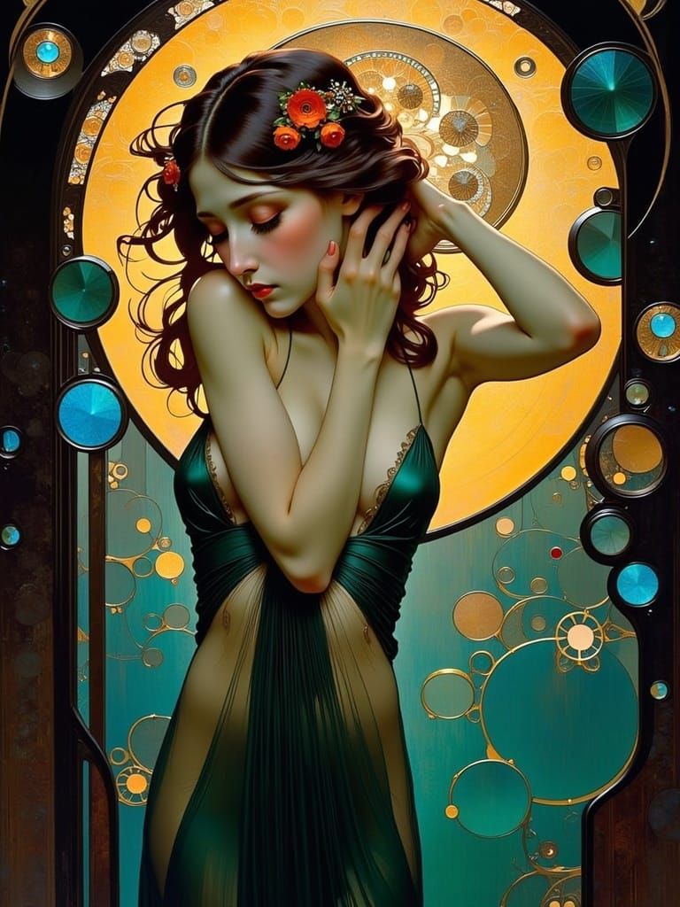 Art Nouveau Painting of Letting Go