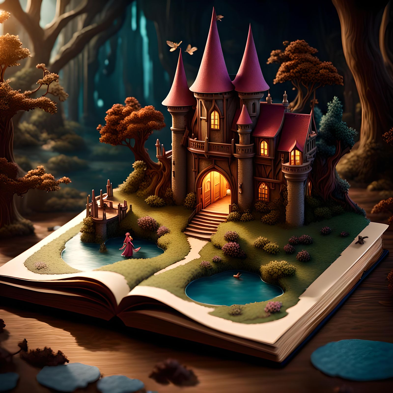 Pop up book, fairy tale illustration