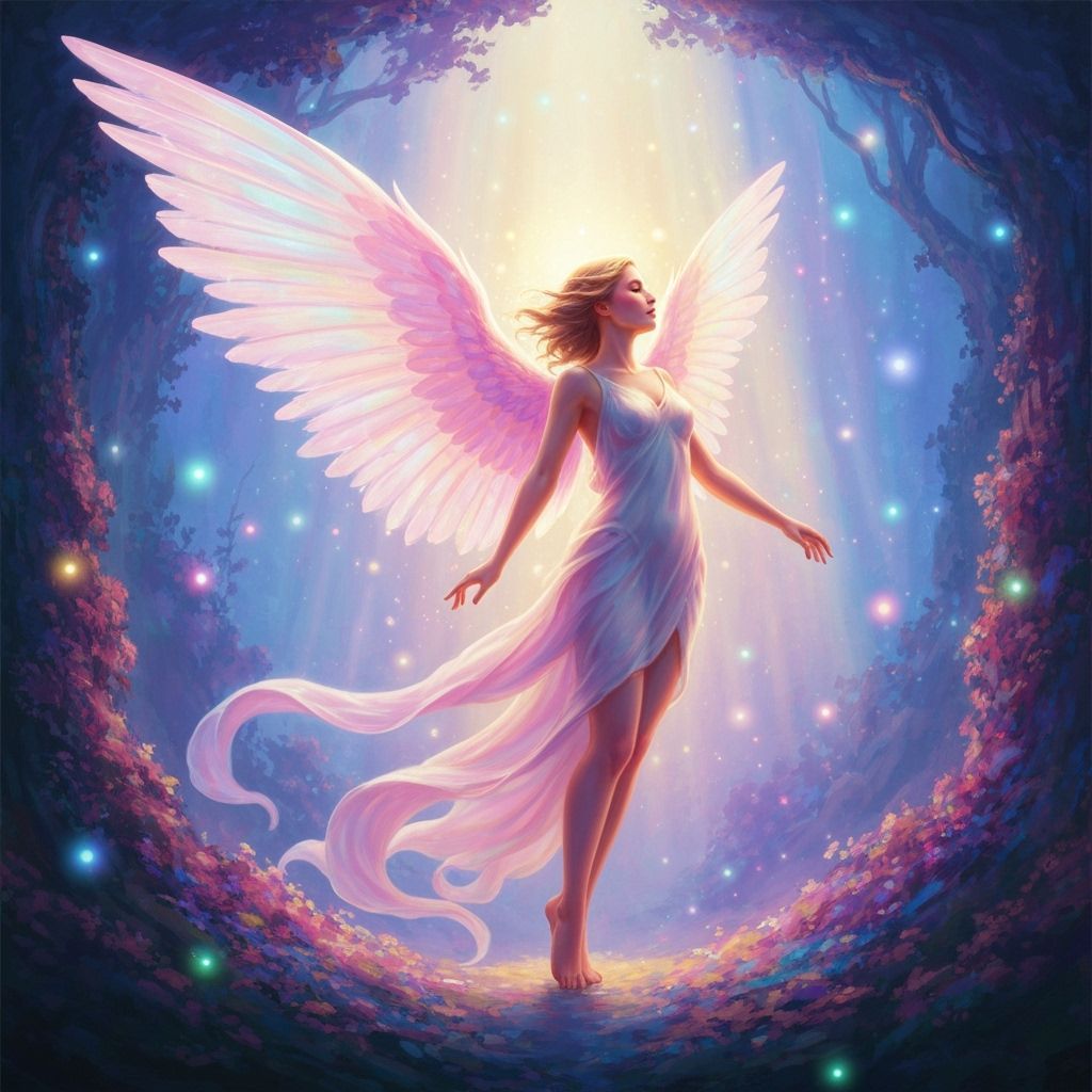 Celestial Nymph in Ethereal Light, Dreamlike Digital Paintin...