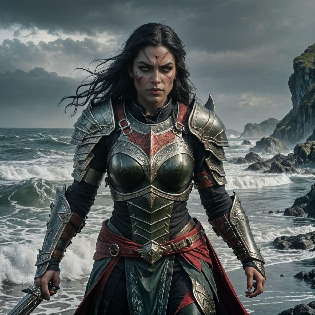 Epic Half-Orc Paladin in Dark Fantasy Style