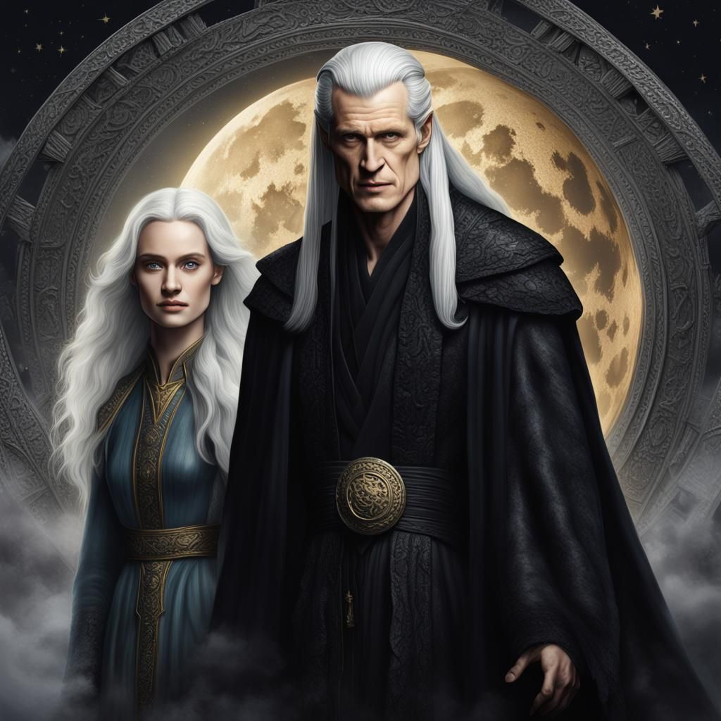 Raistlin Majere and Crysania in Photorealistic Style