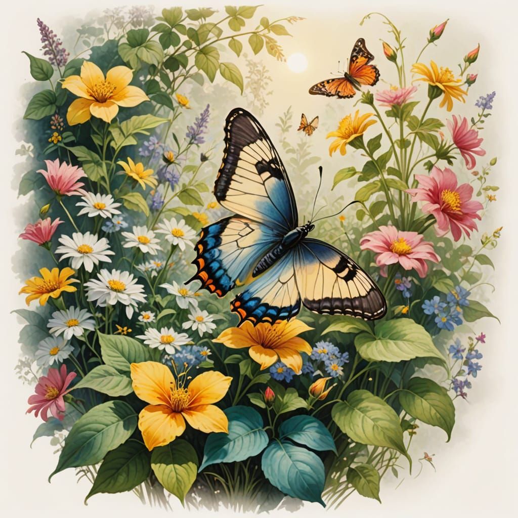 Radiant Butterfly in Secret Garden Sanctuary