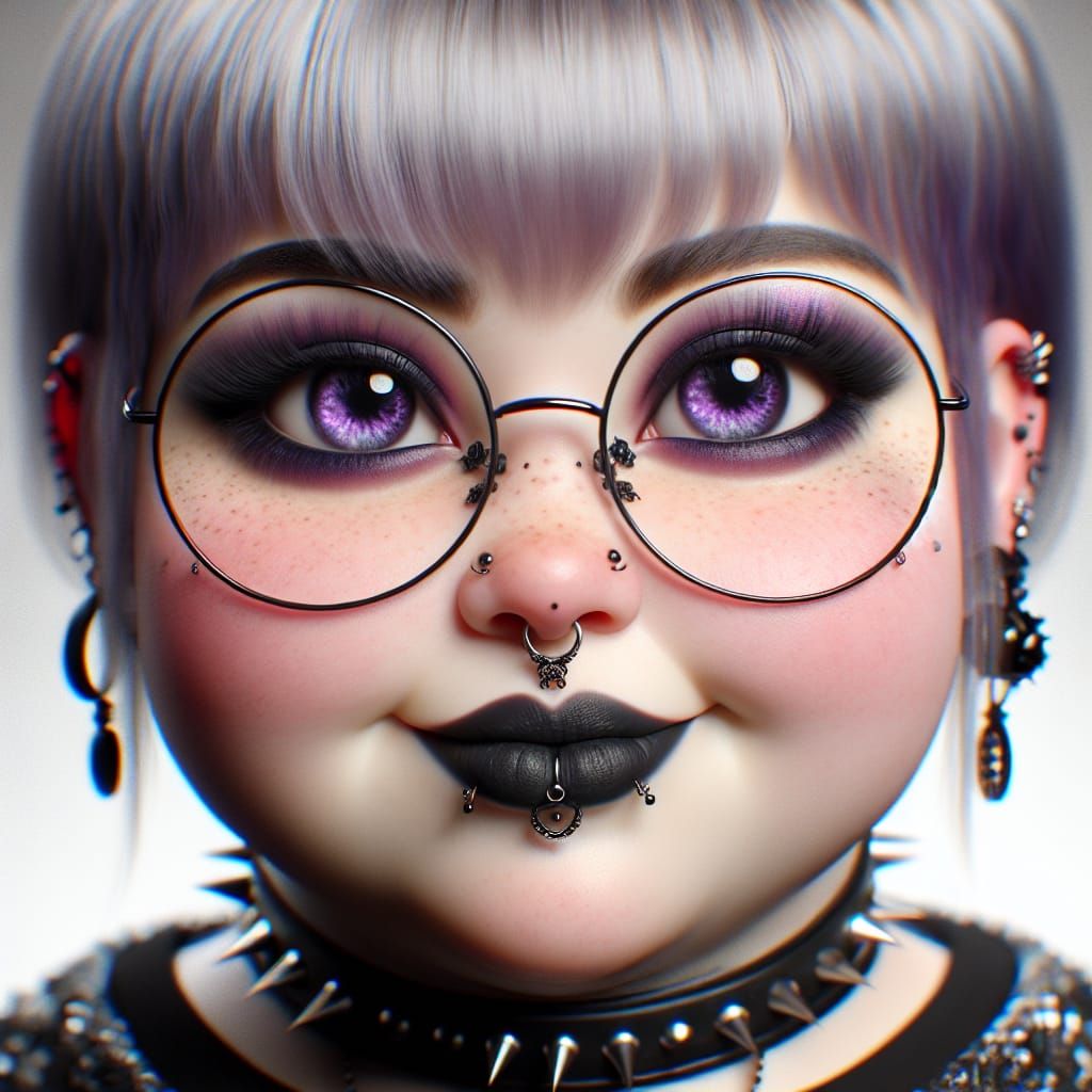Gothic Girl with Silver Hair and Purple Eyes