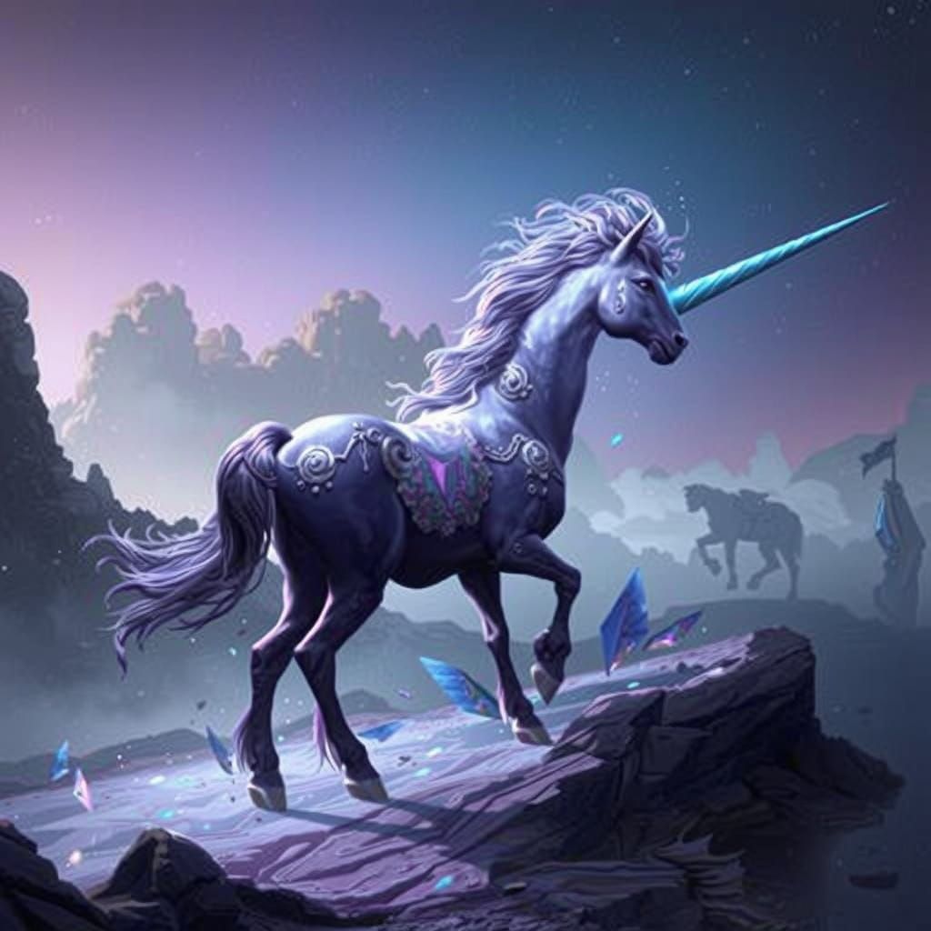 Fantastical Crystal Unicorn in Detailed Matte Painting