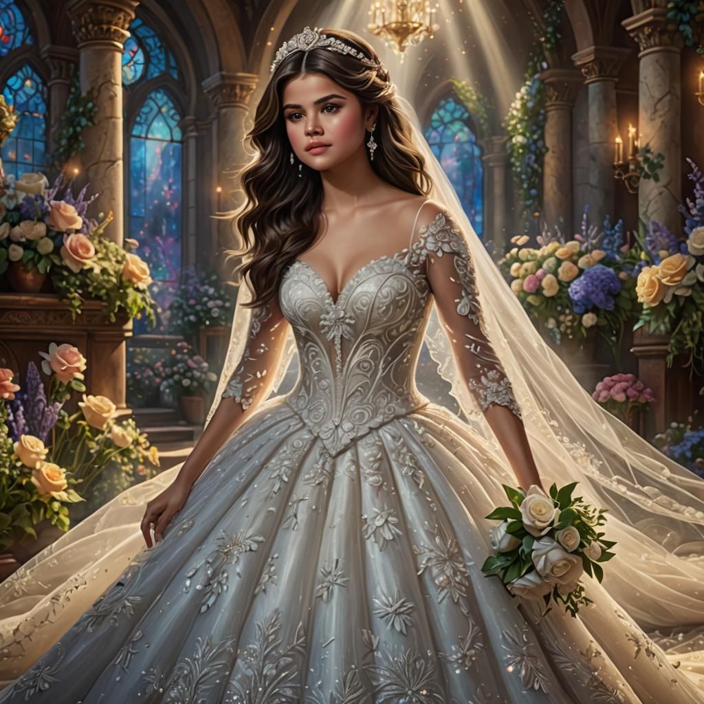 Dreamy Bridal Portrait in a Cosmic Landscape