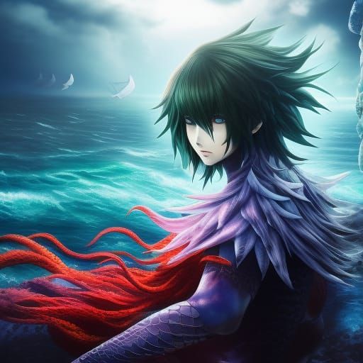 Tokyo Ghoul Sea Merman in Detailed Matte Painting