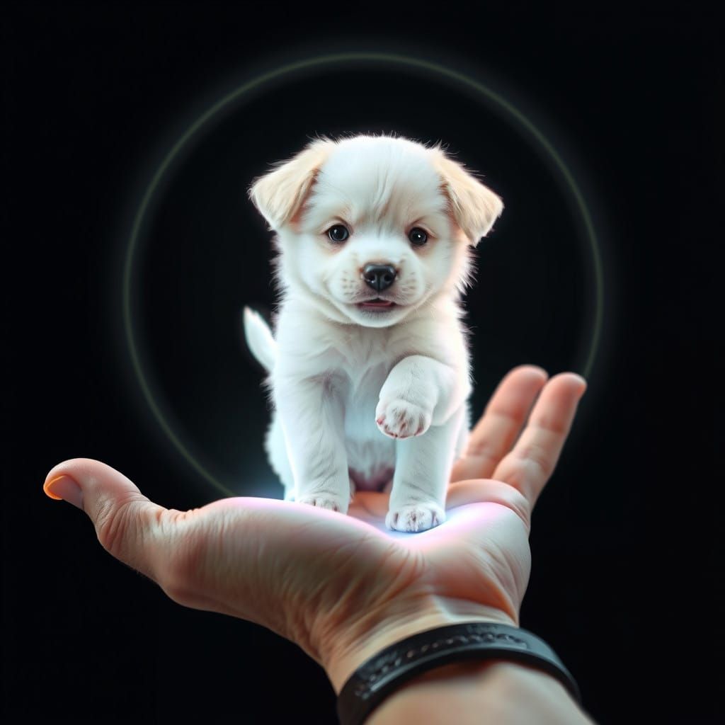 Whimsical Holographic Puppy