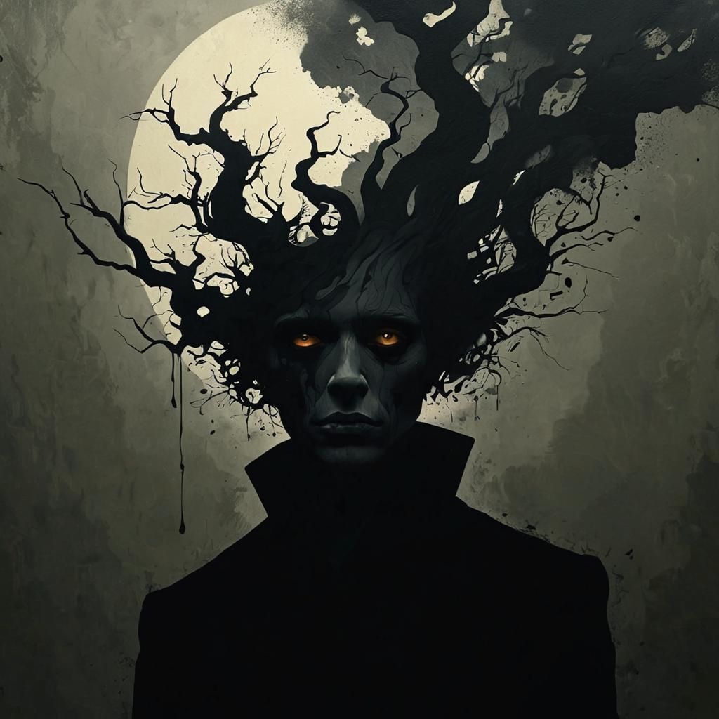 Sinister Dark Mind in Expressionist Style