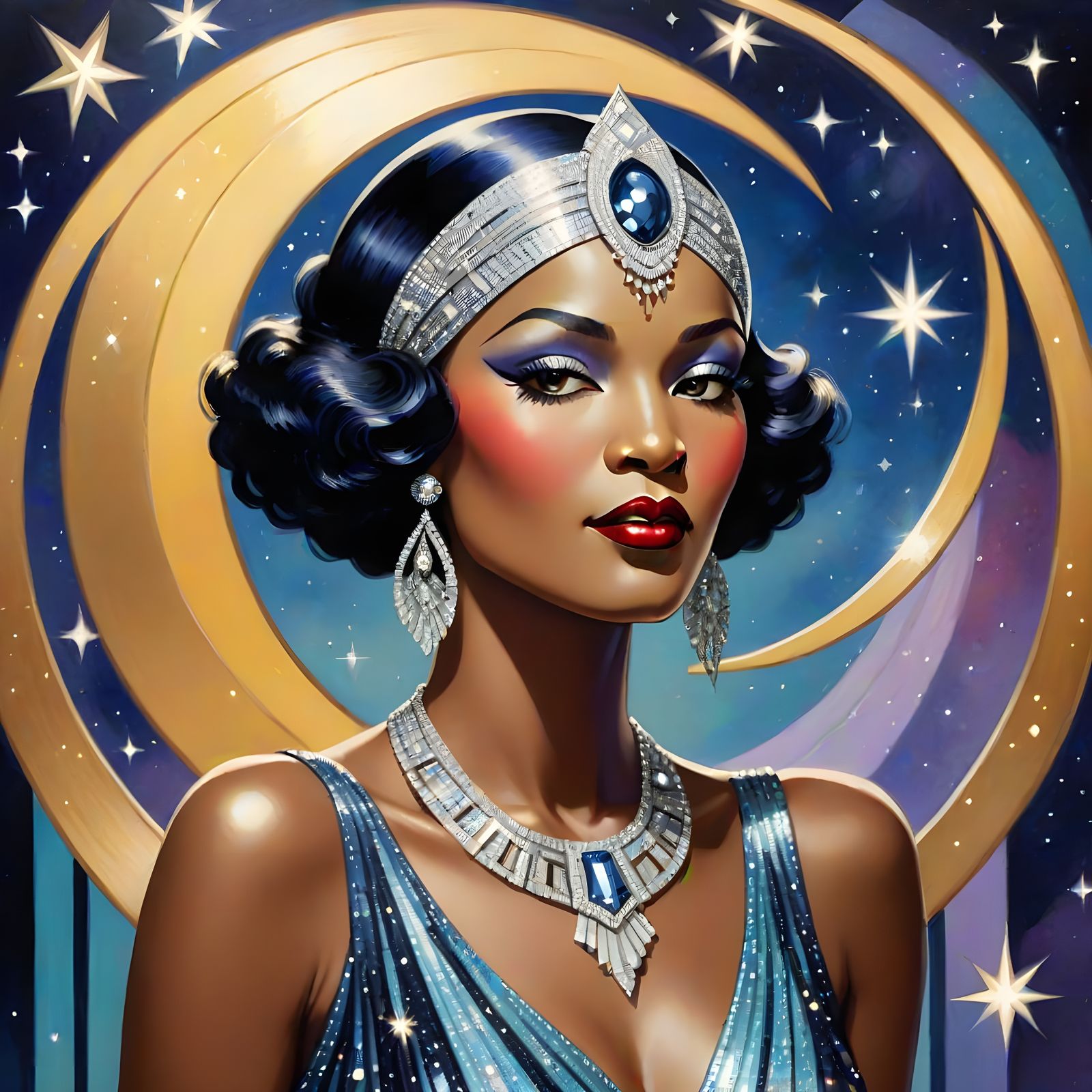 Jazz Diva on Art Deco Stage, 1920s Glamour