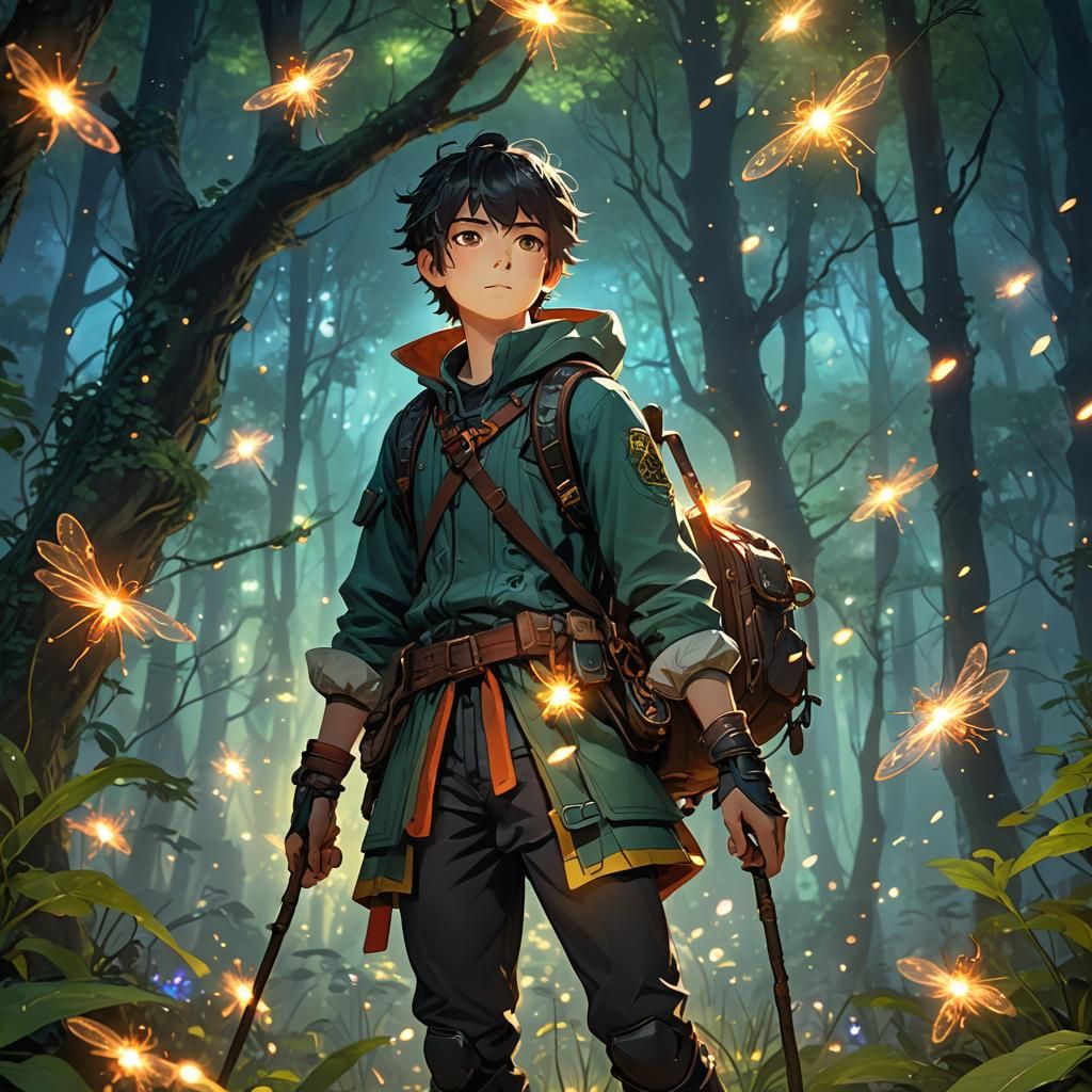 Mystical Forest Encounter in Detailed 3D Anime Art