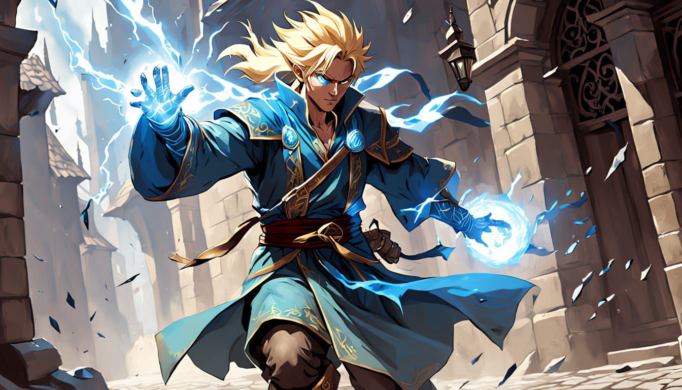 Mysterious Wizard Confrontation in Dark Alleyway Setting