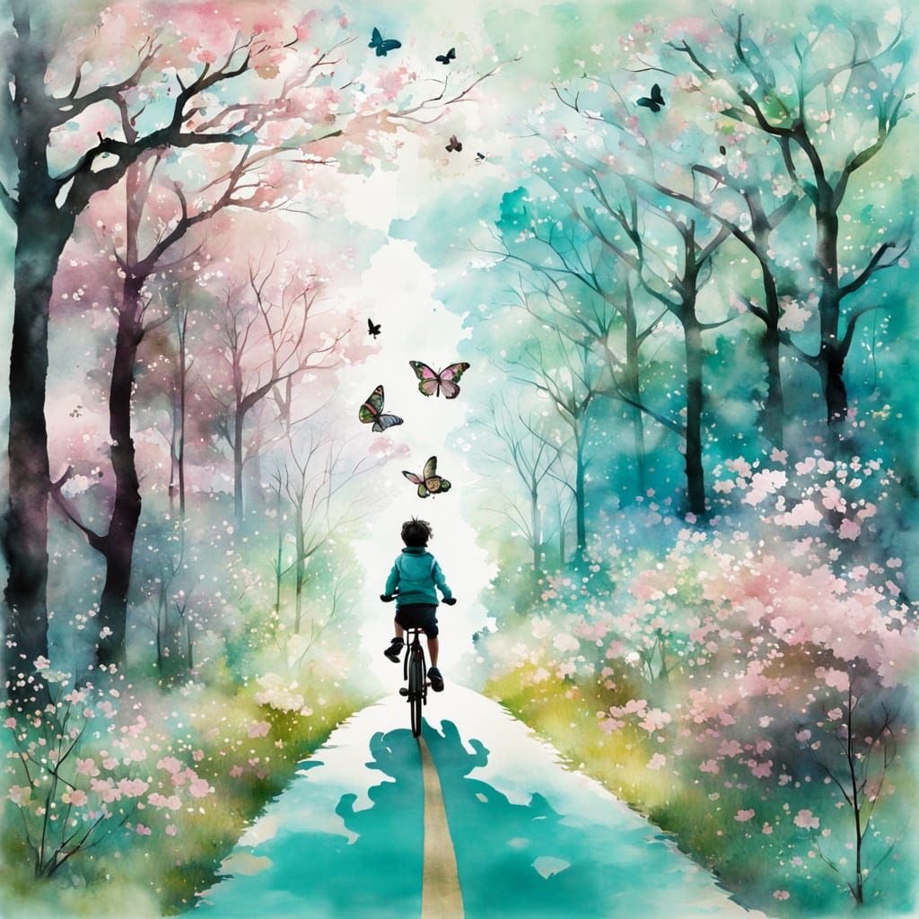 Whimsical Butterfly Silhouette in a Spring Forest