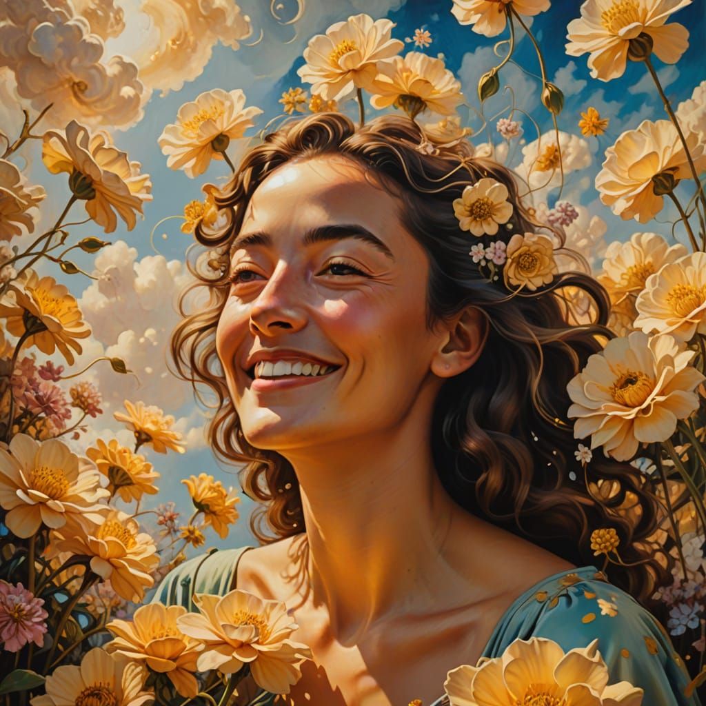 Ethereal Self-Love Portrait in Whimsical Impressionist Style